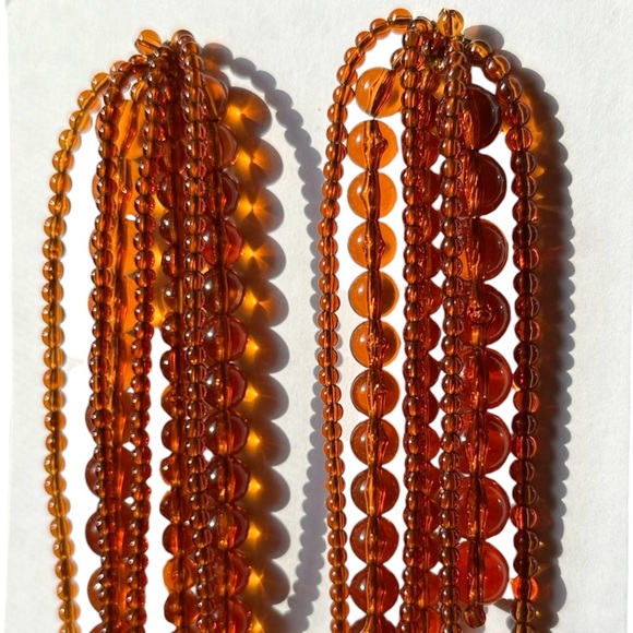 NWT & Other Stories Large Texture Amber Cascade Glass Bead Statement Earrings - Picture 6 of 6